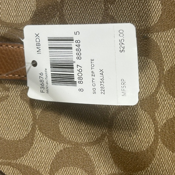 Coach Signature City Zip Tote Bag – Khaki/Saddle Brown – F36876 – MSRP $295 - Picture 7 of 7